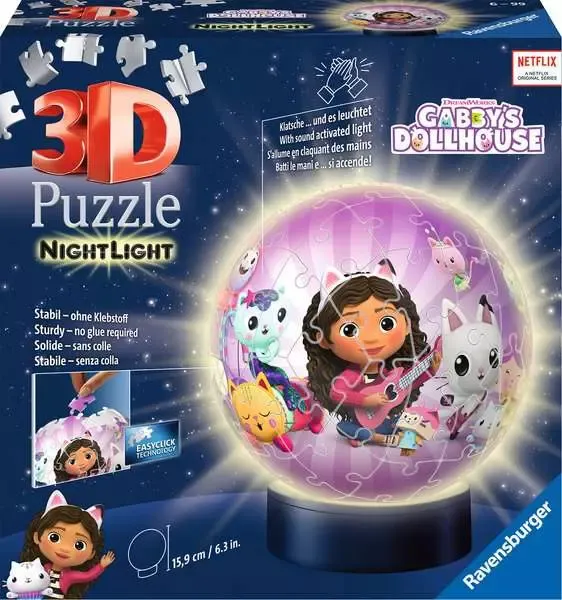 Ravensburger 3D puzzle ball night light Gabby's Dollhouse