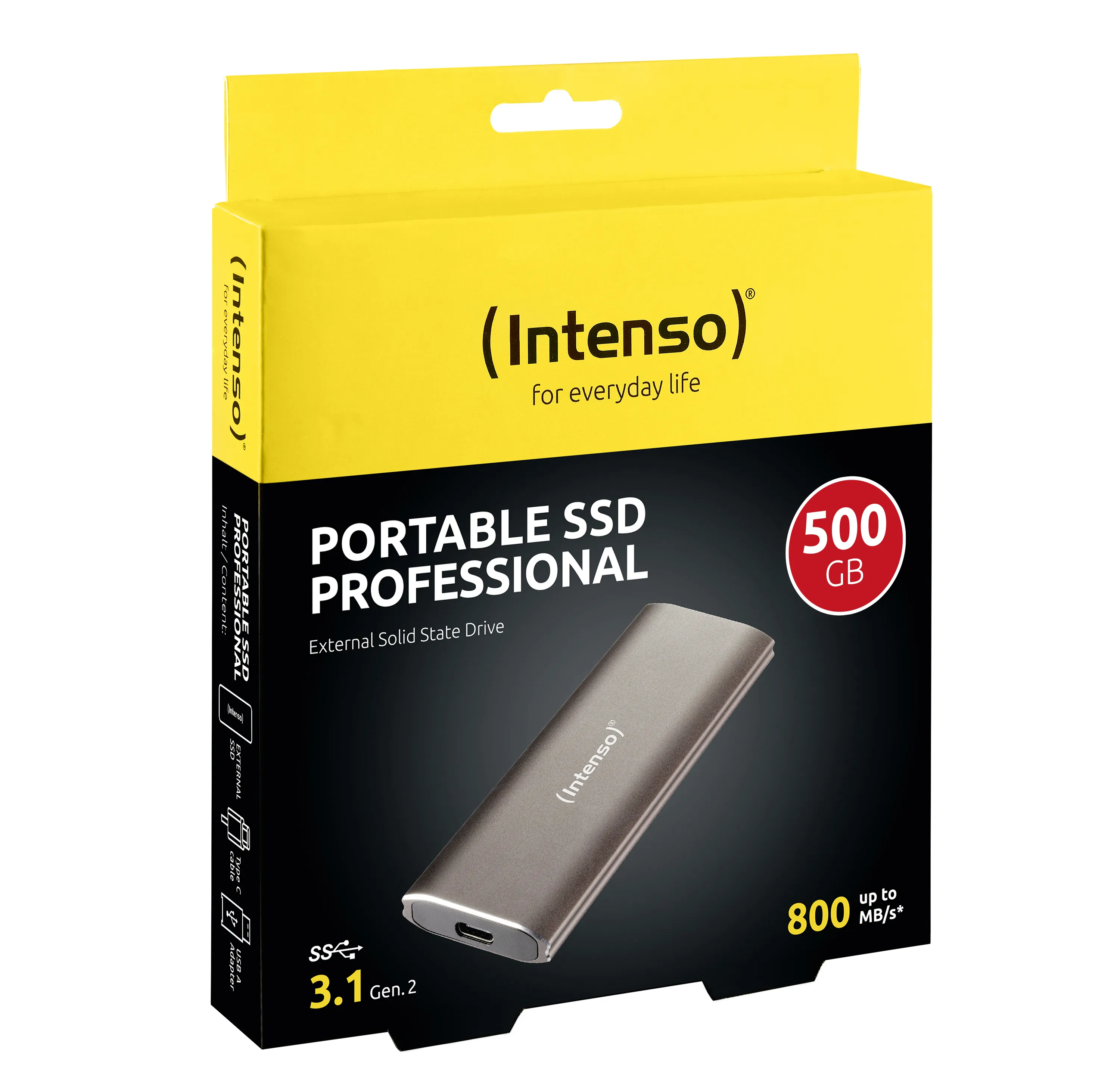 Intenso Professional 500 Gt USB-A -ulkoinen SSD, Ruskea