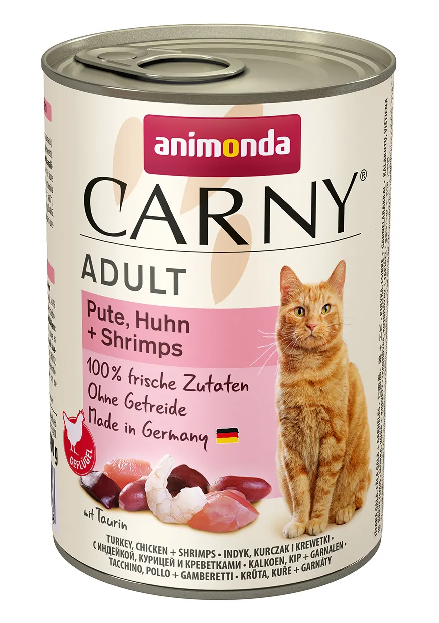Animonda Carny Adult Turkey, Chicken & Shrimps, V&aring;tfoder f&ouml;r katt, 400 g