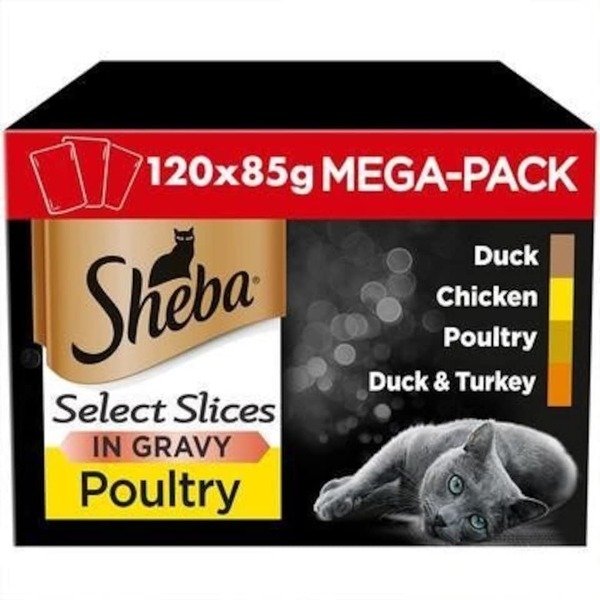 Sheba Select Slices Poultry Collection in Gravy, V&aring;tfoder f&ouml;r katt, Adult, 120 x 85 g