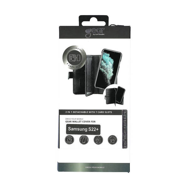 GEAR Wallet 7 Cards, Galaxy S22 Plus - 2-in-1 Wallet Case, Black
