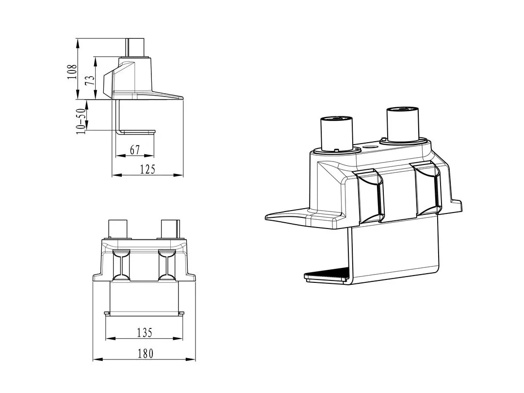 Multibrackets Duo Deskmount Gas Lift Arm - Asennuskomponentti ( p&ouml;yt&auml;asennus ) - musta