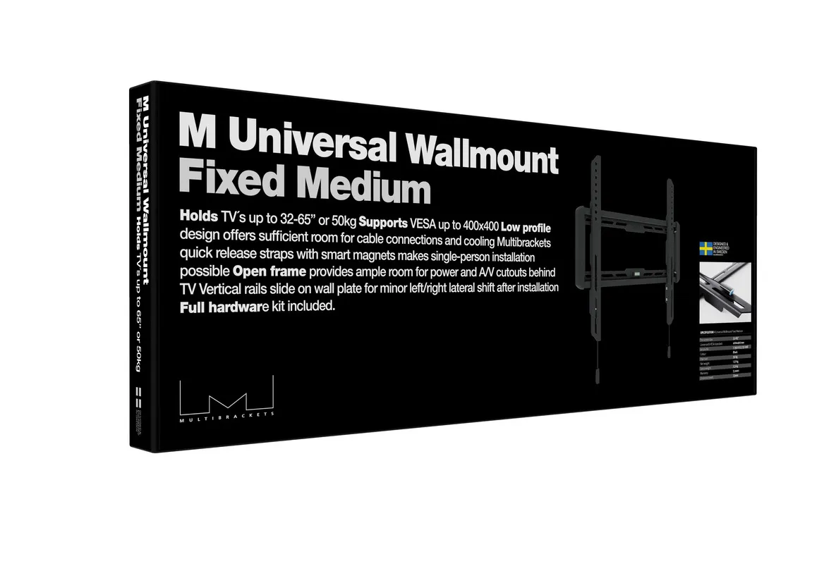 Multibrackets M Universal Wallmount Fixed Medium - Wall mount tuotteelle LCD nestekiden&auml;ytt&ouml; / plasma TV - ter&auml;s - musta -n&auml;yt&ouml;n koko: 32"-42"