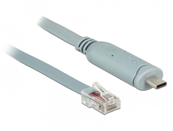De-Lock 1 m Adapter USB 2.0 Type-C &ndash; RJ45 - cable, Grey