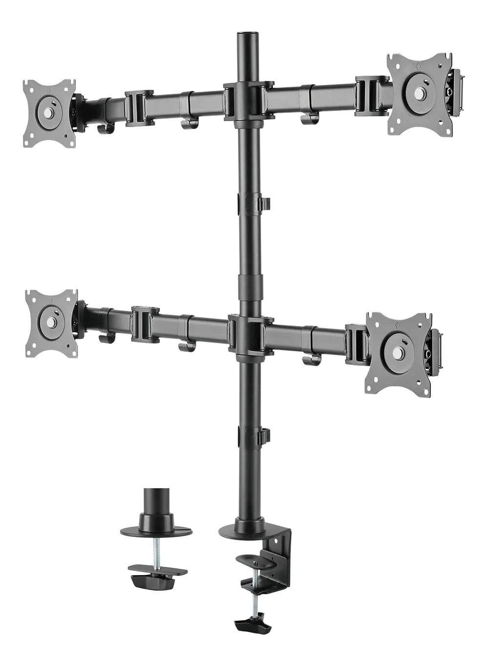 Deltaco Office Quad -näyttövarsi, musta, 13"-27", 4x8Kg