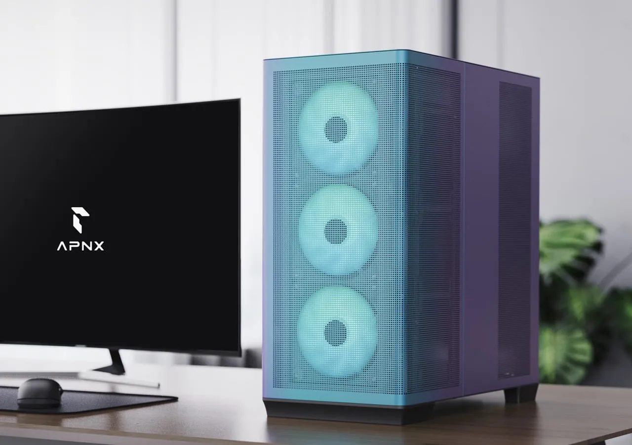 APNX C1 midi-tower chassi med f&ouml;nster, chromaflair