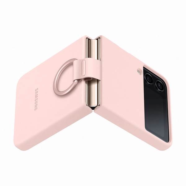 SAMSUNG Z FLIP4 SILICONE COVER WITH RING PINK
