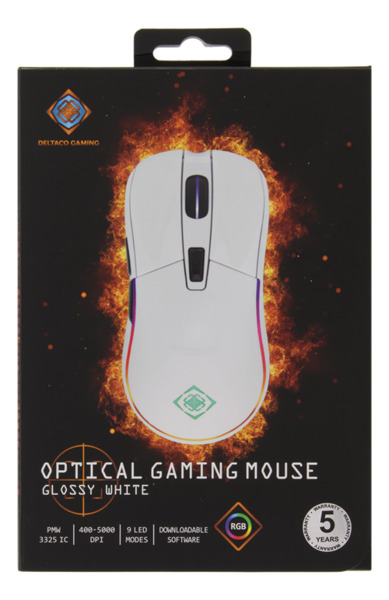 Deltaco Gaming optical RGB - gaming mouse, glossy white
