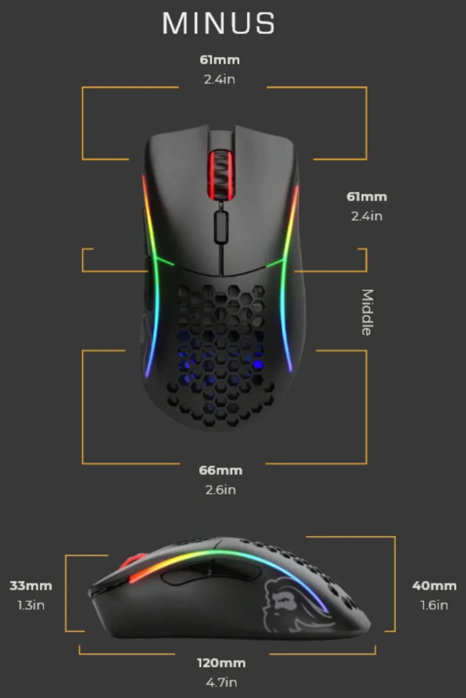 Glorious Model D Minus - wireless gaming mouse, matte black