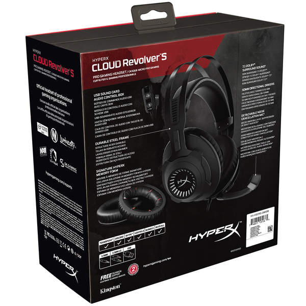 HyperX Cloud Revolver S -pelikuulokkeet mikrofonilla, musta