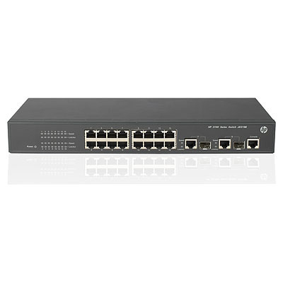HPE 3100-16 V2 EI Switch - Kytkin - Hallinnoitu - 16 x 10/100 + 2 x combo Gigabit SFP - r&auml;kkiin asennettava