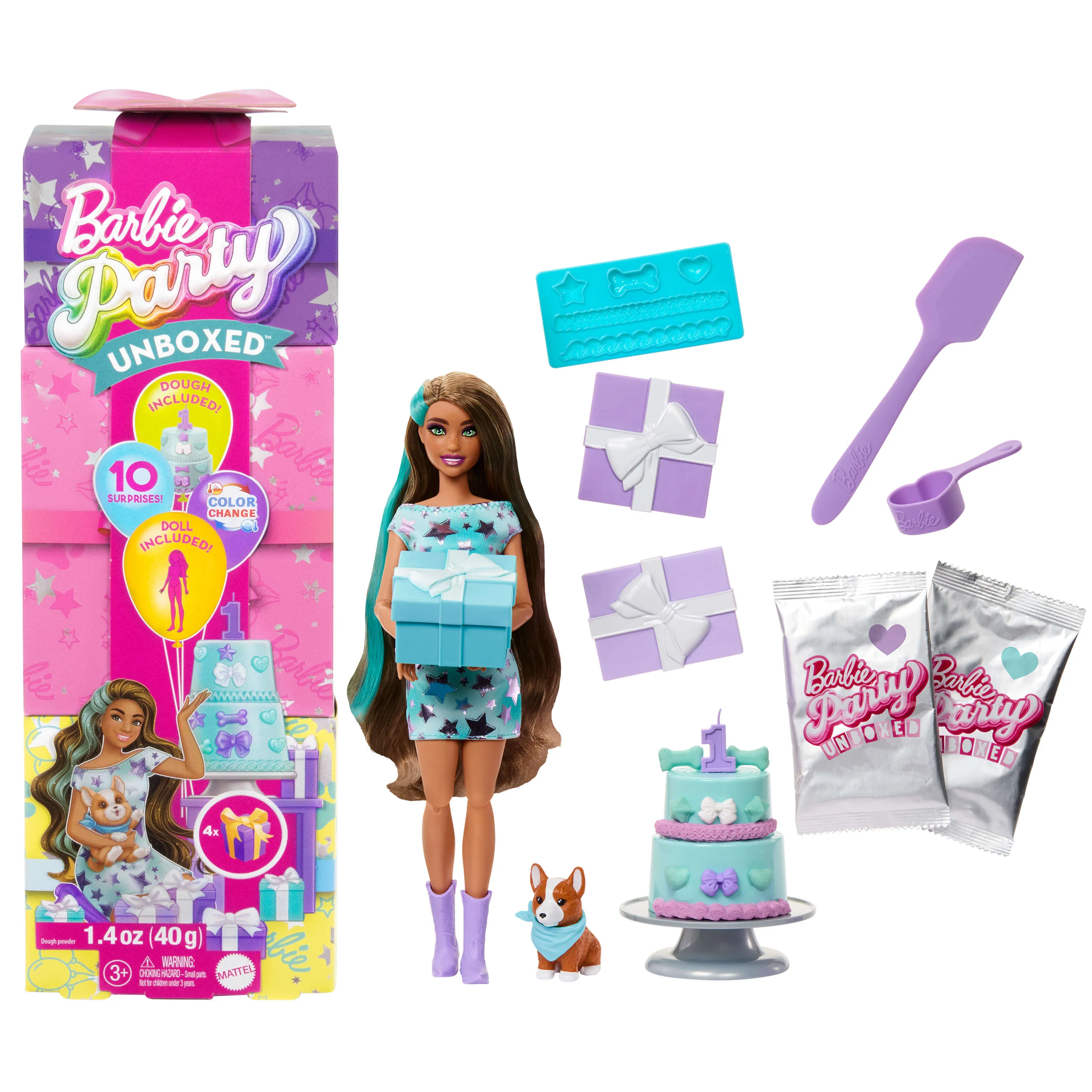 Barbie Barbie Party Unboxed Pet Birthday Series - Blue Dress, Doll