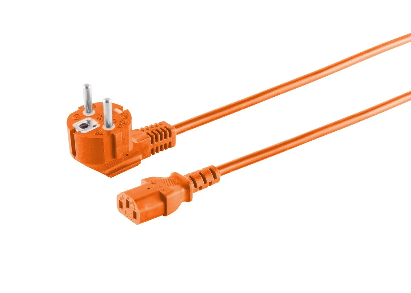 MICROCONNECT CEE 7/7 angled - IEC C13 -virtajohto, 5 m, oranssi
