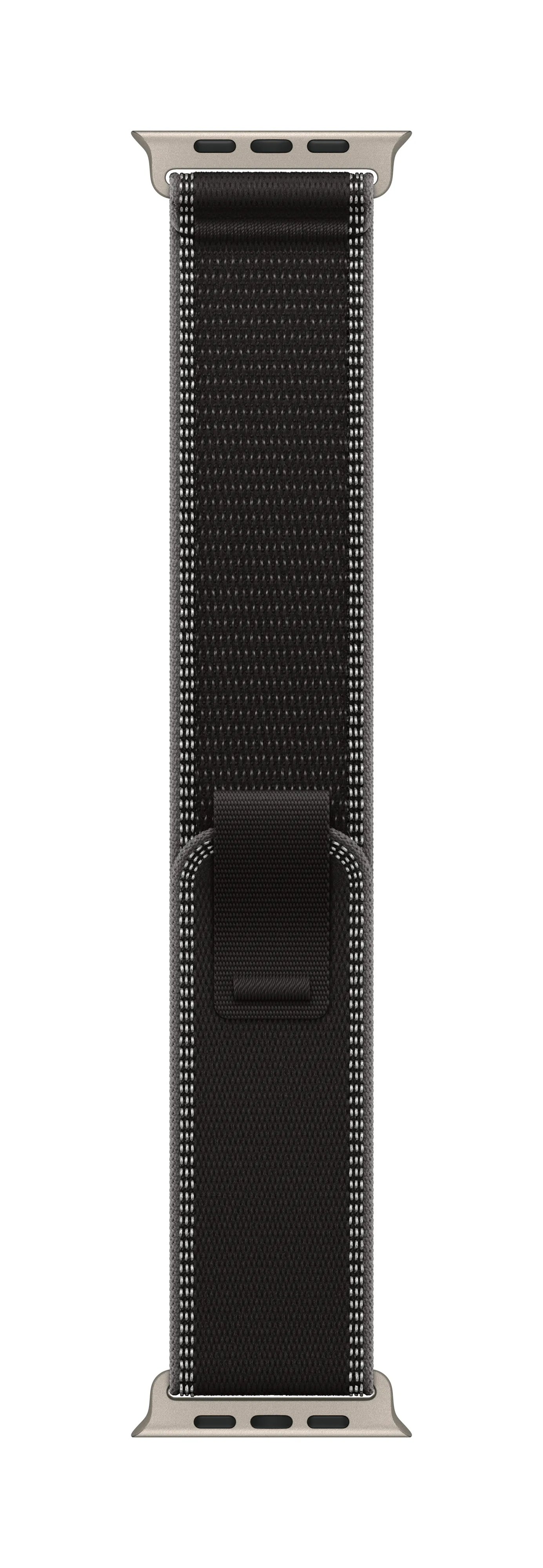 Apple Watch 49 mm Trail Loop, Black/Charcoal, M/L, Natural Titanium Finish
