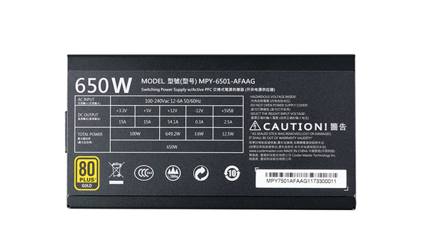 Cooler Master MWE 650W, 80+ Gold Fully Modular
