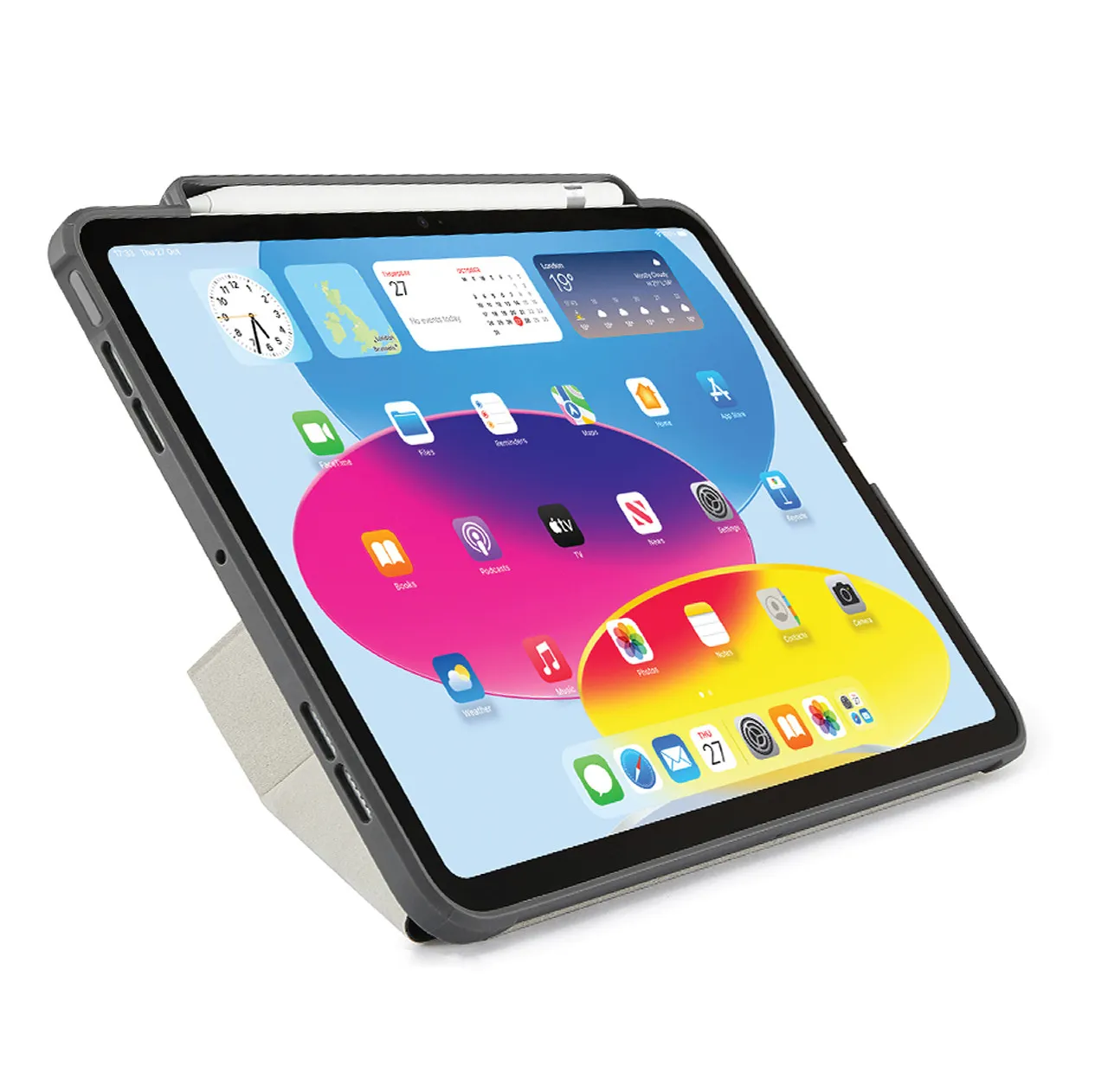 Pipetto iPad 10,9-tum (10:e gen) Origami No3 Pencil Case - Dark Grey