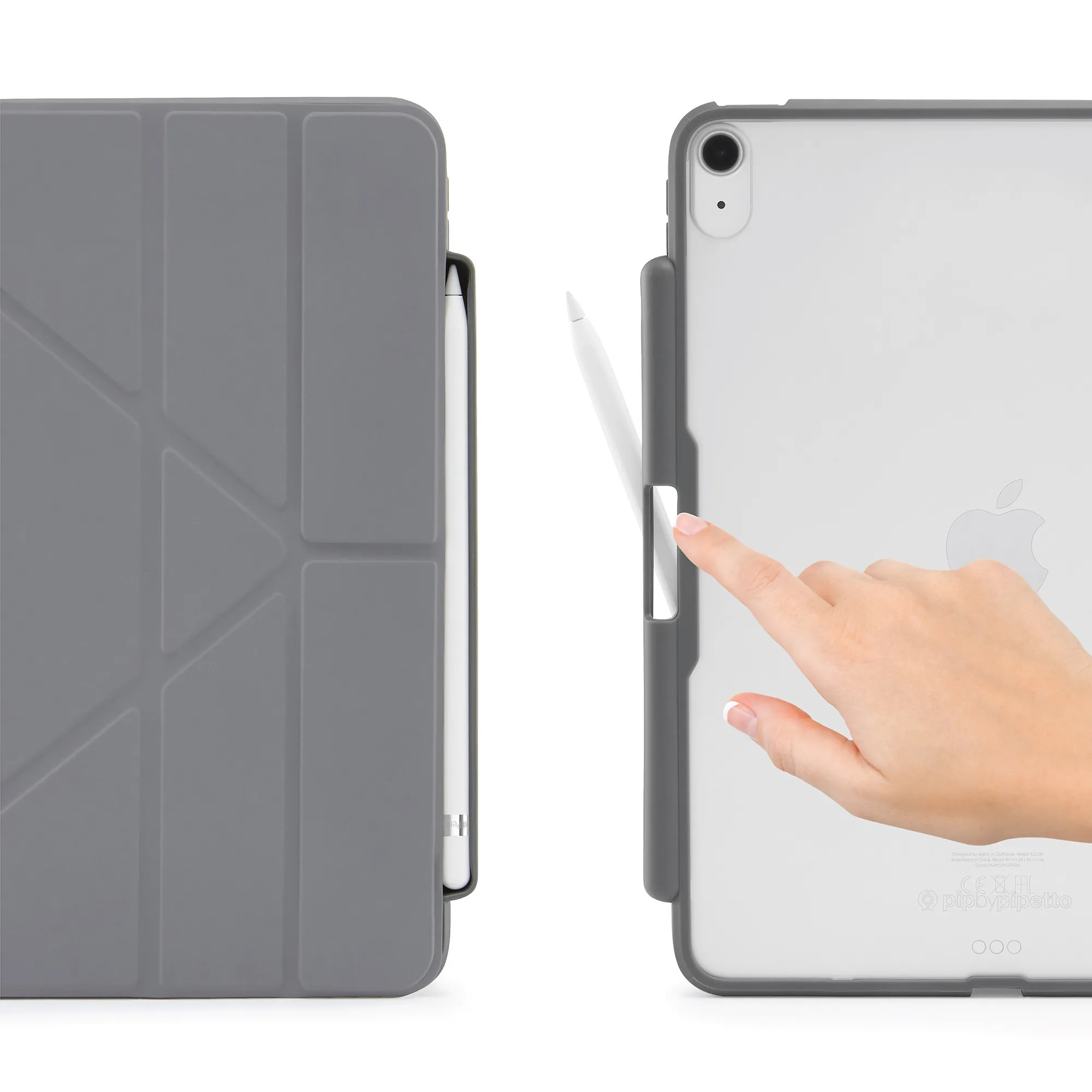 Pipetto iPad 10,9-tum (10:e gen) Origami No3 Pencil Case - Dark Grey
