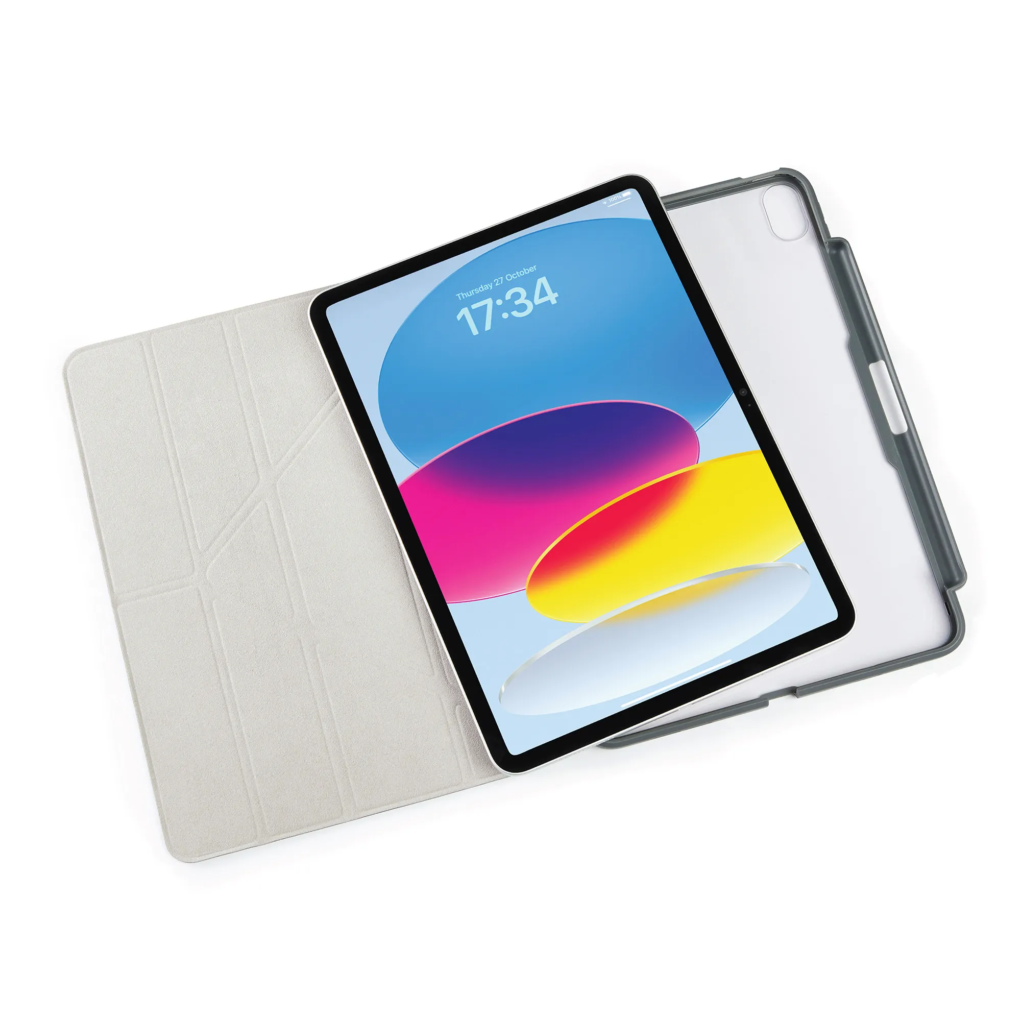 Pipetto iPad 10,9-tum (10:e gen) Origami No3 Pencil Case - Dark Grey
