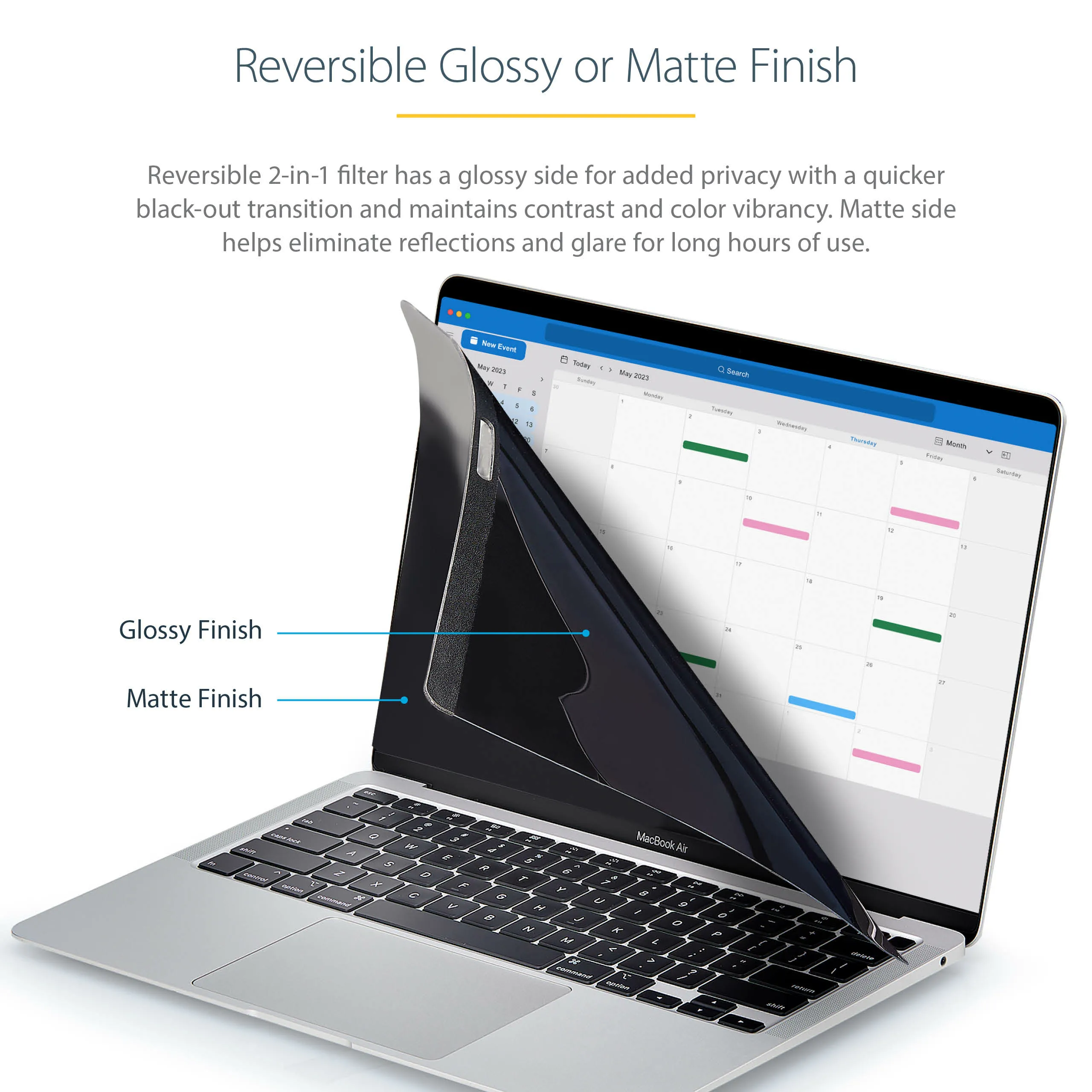 STARTECH.COM 13inch Laptop Privacy Screen Matte or Glossy Magnetic 30+/- Degree Privacy MacBook Pro and Air PRIVSCNMAC13
