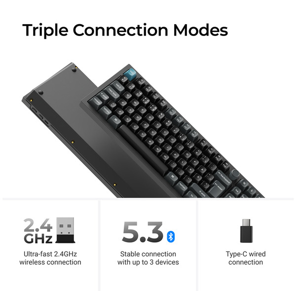 Keychron Q3 Ultra 8K 80% TKL Wireless Mechanical Gaming Keyboard, Silk POM Brown, Black