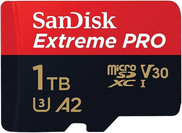 SanDisk Extreme PRO 1TB MicroSDXC UHS-I U3 V30 A2 card with SD adapter