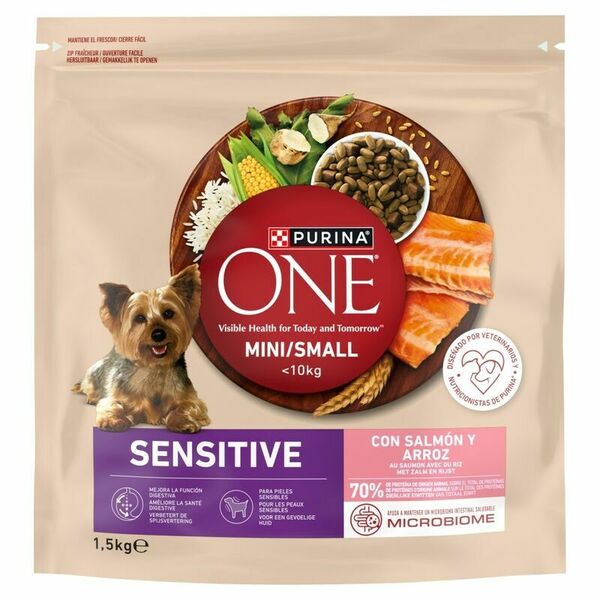 Purina ONE Sensitive Mini/Small Salmon &amp; Rice, Koiran kuivaruoka, Adult, 1,5 kg