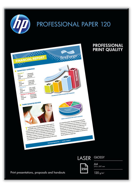 HP Professional Glossy Laser Paper A4 120 g/m2 250 sheet 210 x 297 mm