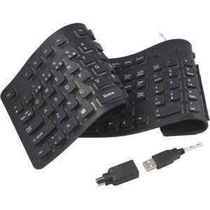 DELTACO tangentbord USB &amp; PS/2, vikbar silikon, svart