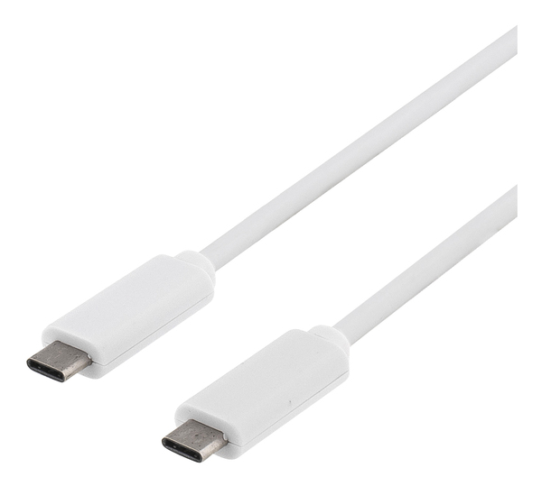 Deltaco USB-C &ndash; USB-C 3.2 Gen 1 - cable, 1 m, White