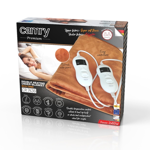 Camry CR 7436 Electric Heating Under-blanket, 120 W, Brown, 160 x 150 cm