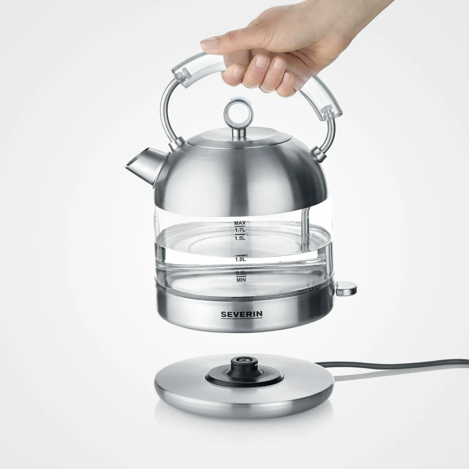Severin glass kettle Retro WK 3459 (stainless steel/black, 1.7 liters)