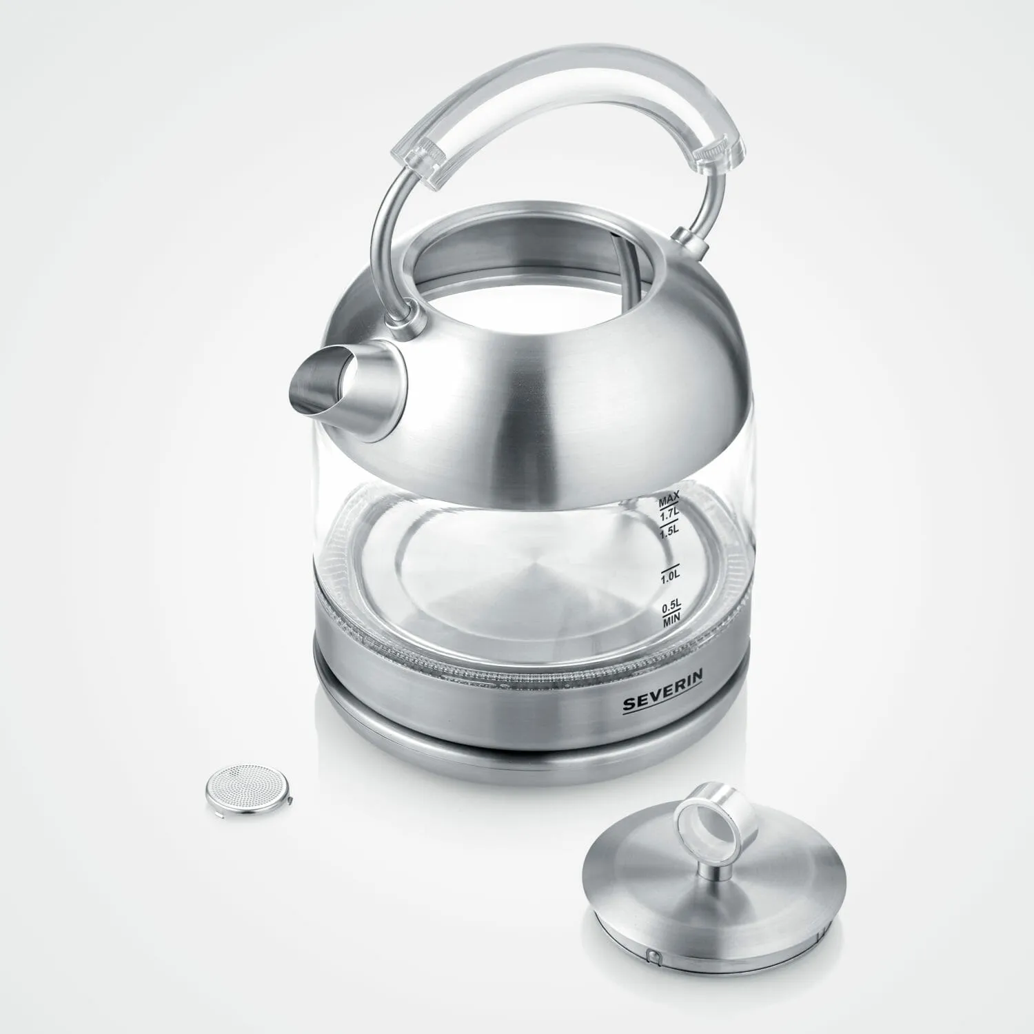 Severin glass kettle Retro WK 3459 (stainless steel/black, 1.7 liters)