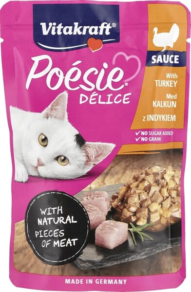 Vitakraft Po&eacute;sie D&eacute;lice Turkey in Sauce, Wet food for cats, Adult, Grain Free, Sugar Free, 85g