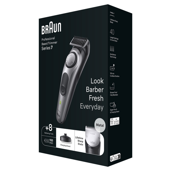 Braun Pro Beard Trimmer 7 BT7420 -partatrimmeri, harmaa