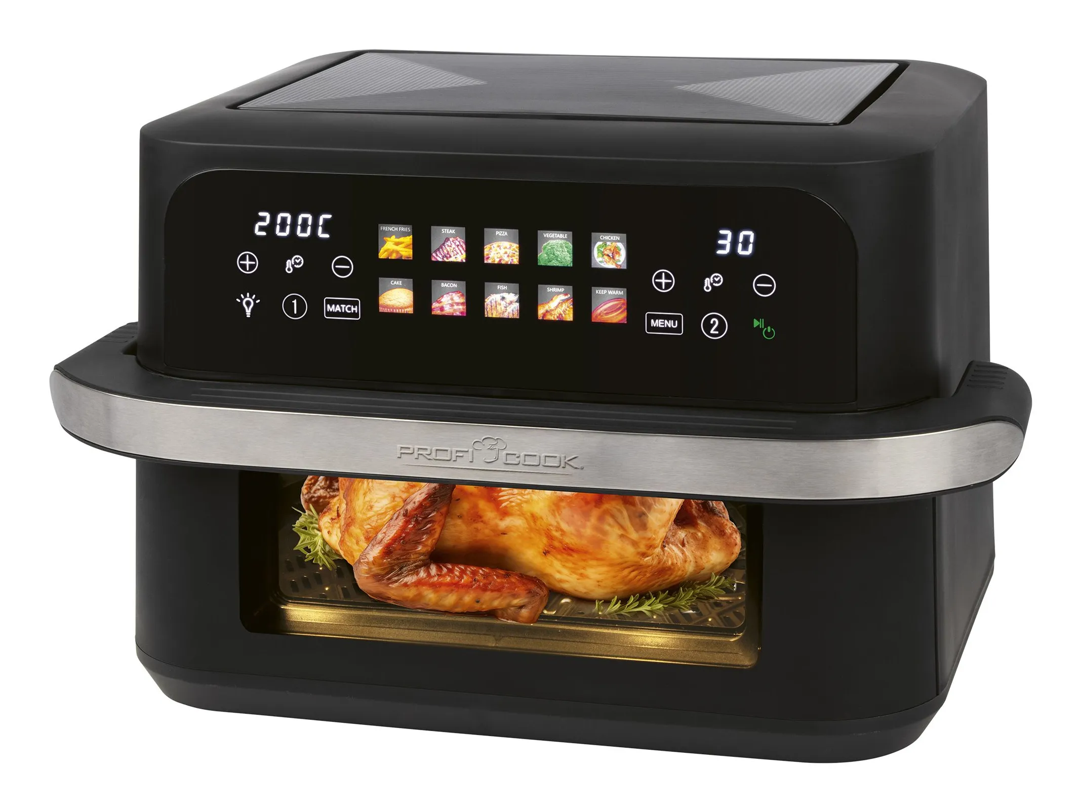 ProfiCook PC-FR 1313 H, 10 l, 2400 W, airfryer, musta/ruostumaton ter&auml;s