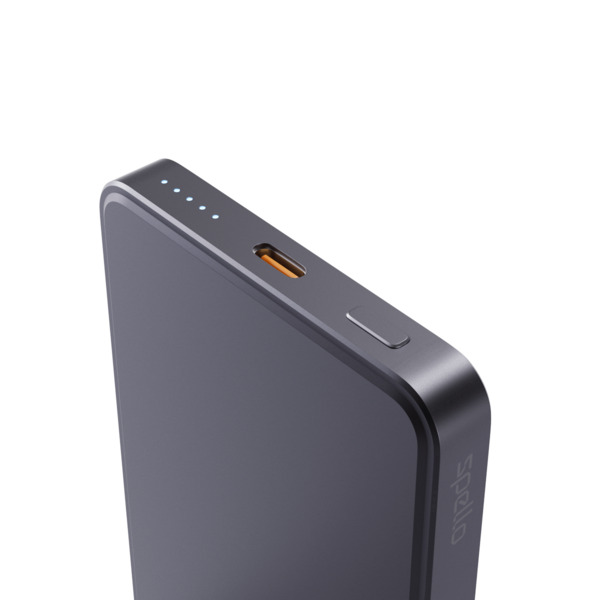 Spello ForcePack Alu 5000mAh Magnetic Wireless Power Bank SM51 | Space Grey | Slim Design | Qi2  &amp;  MagSafe Compatible