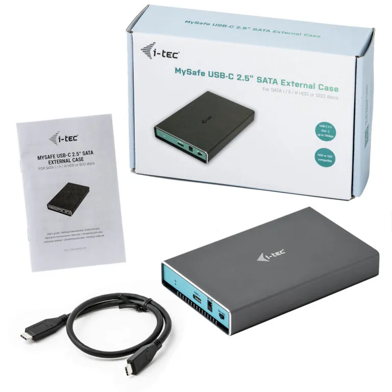 I-TEC MYSAFE USB-C 2.5IN SATA HDD/SSD METAL EXTERNAL CASE 10GB