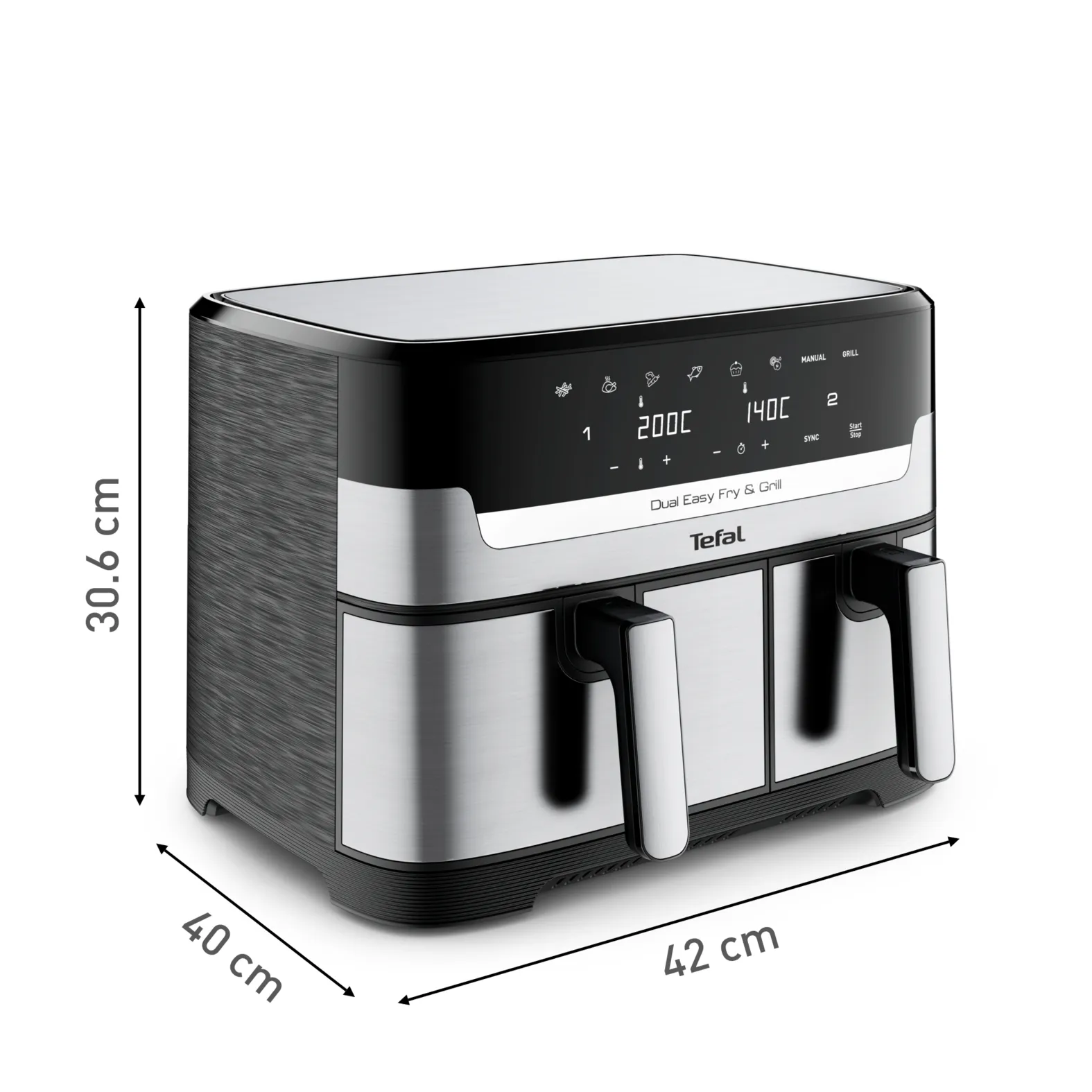 Tefal Dual Easy Fry &amp; Grill hot air fryer -kiertoilmakypsennin, 5.2+3.1L