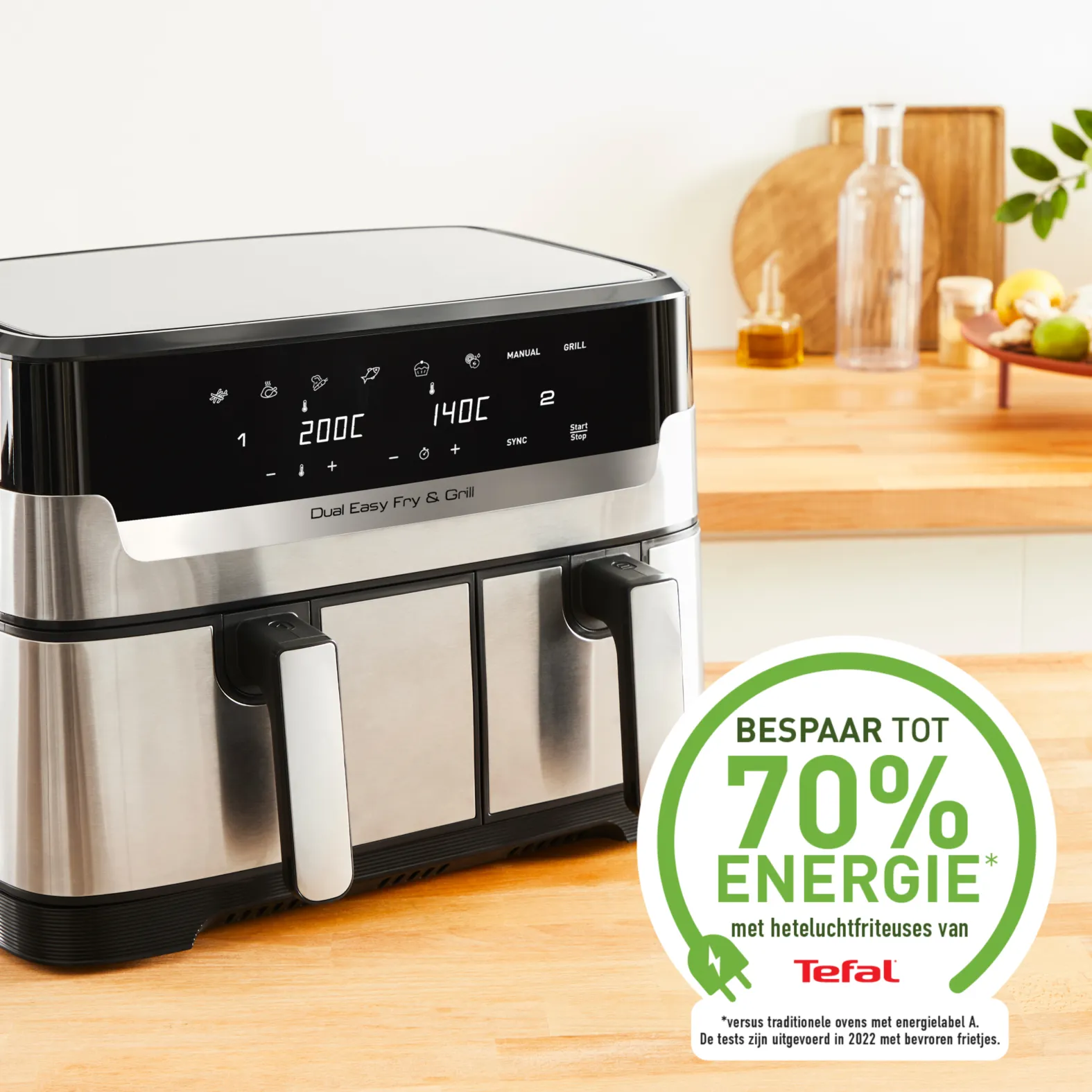 Tefal Dual Easy Fry &amp; Grill hot air fryer -kiertoilmakypsennin, 5.2+3.1L