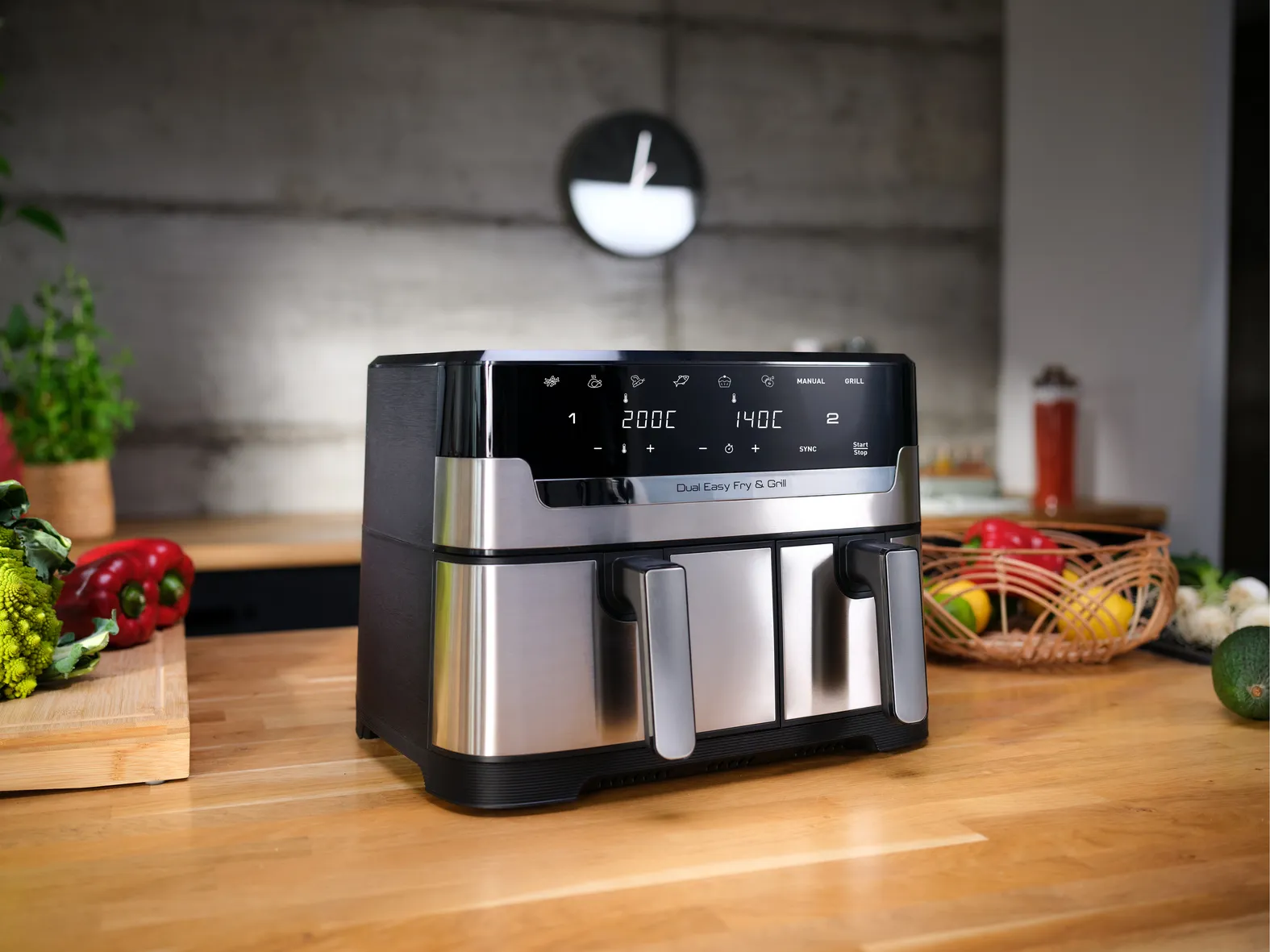 Tefal Dual Easy Fry &amp; Grill hot air fryer -kiertoilmakypsennin, 5.2+3.1L