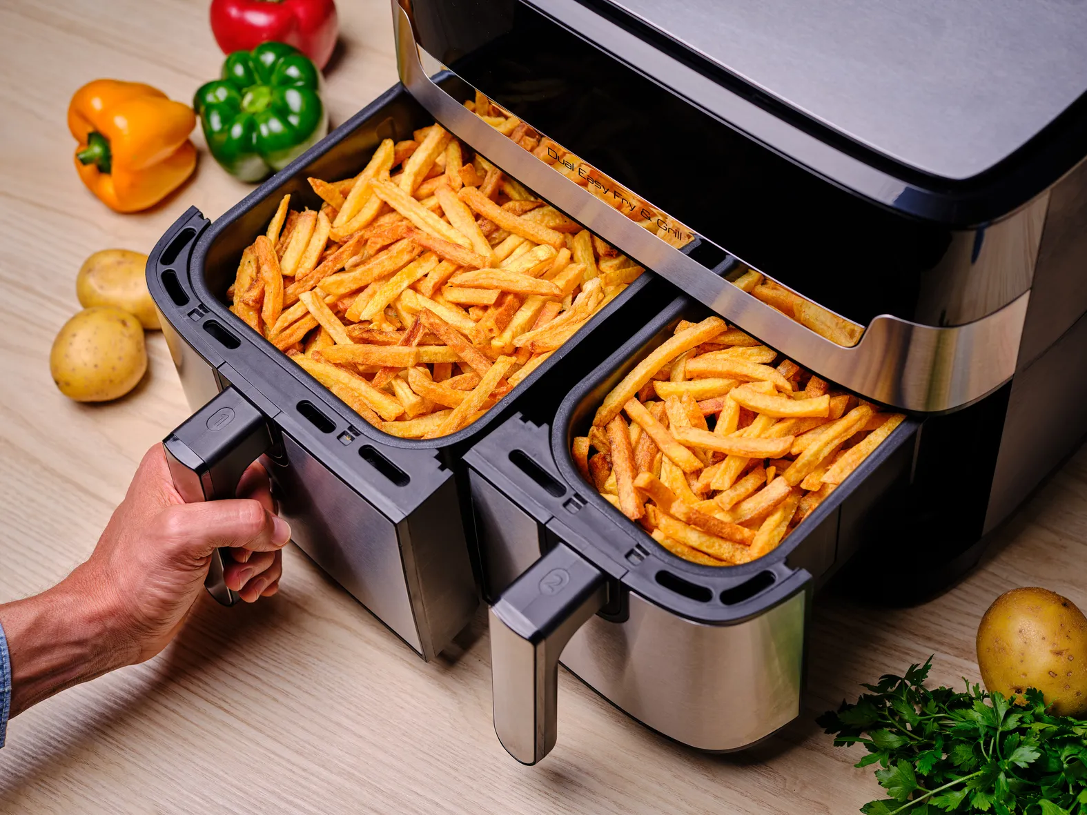 Tefal Dual Easy Fry & Grill EY905D, 8,3 l, 2700 W, airfryer, musta