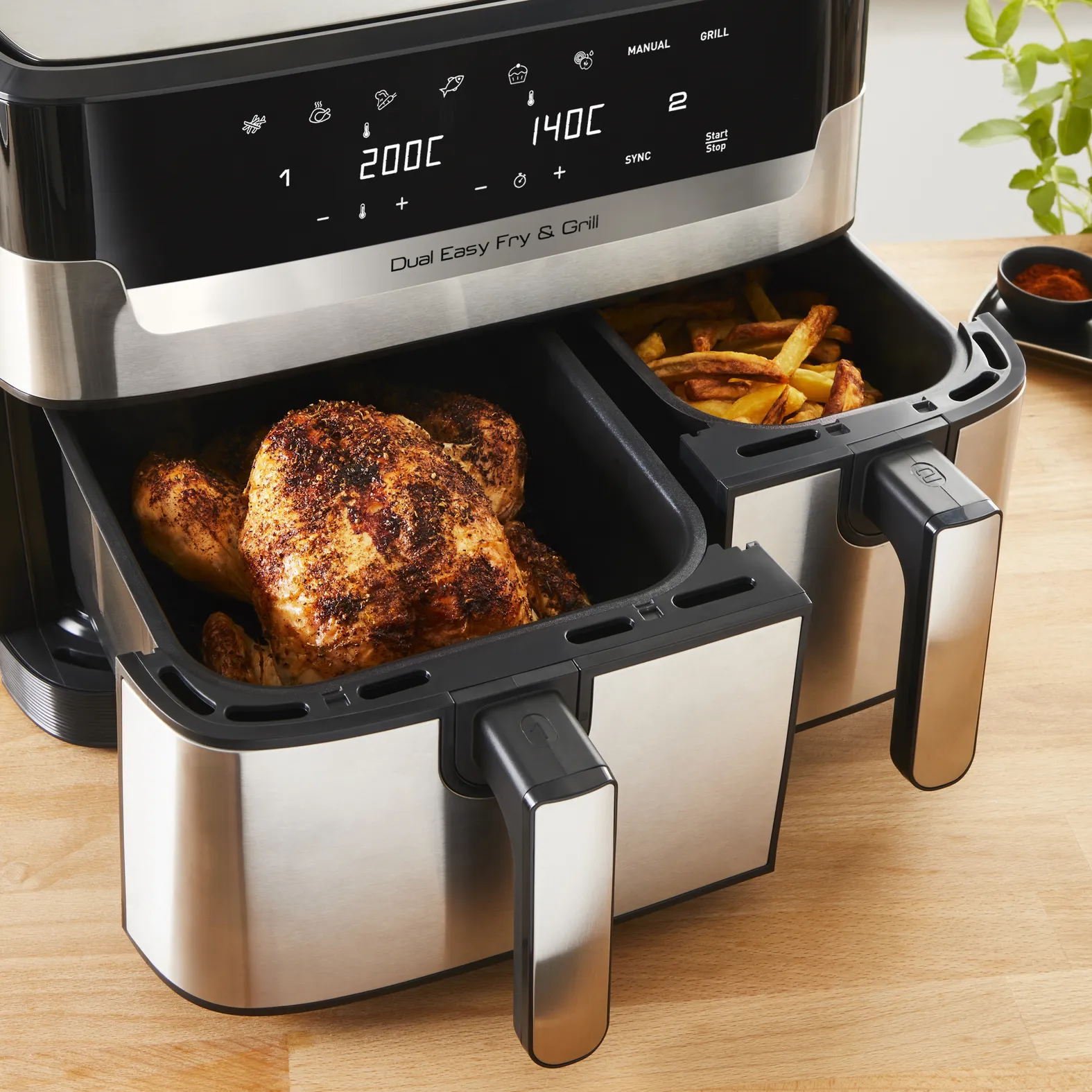 Tefal Dual Easy Fry &amp; Grill hot air fryer -kiertoilmakypsennin, 5.2+3.1L