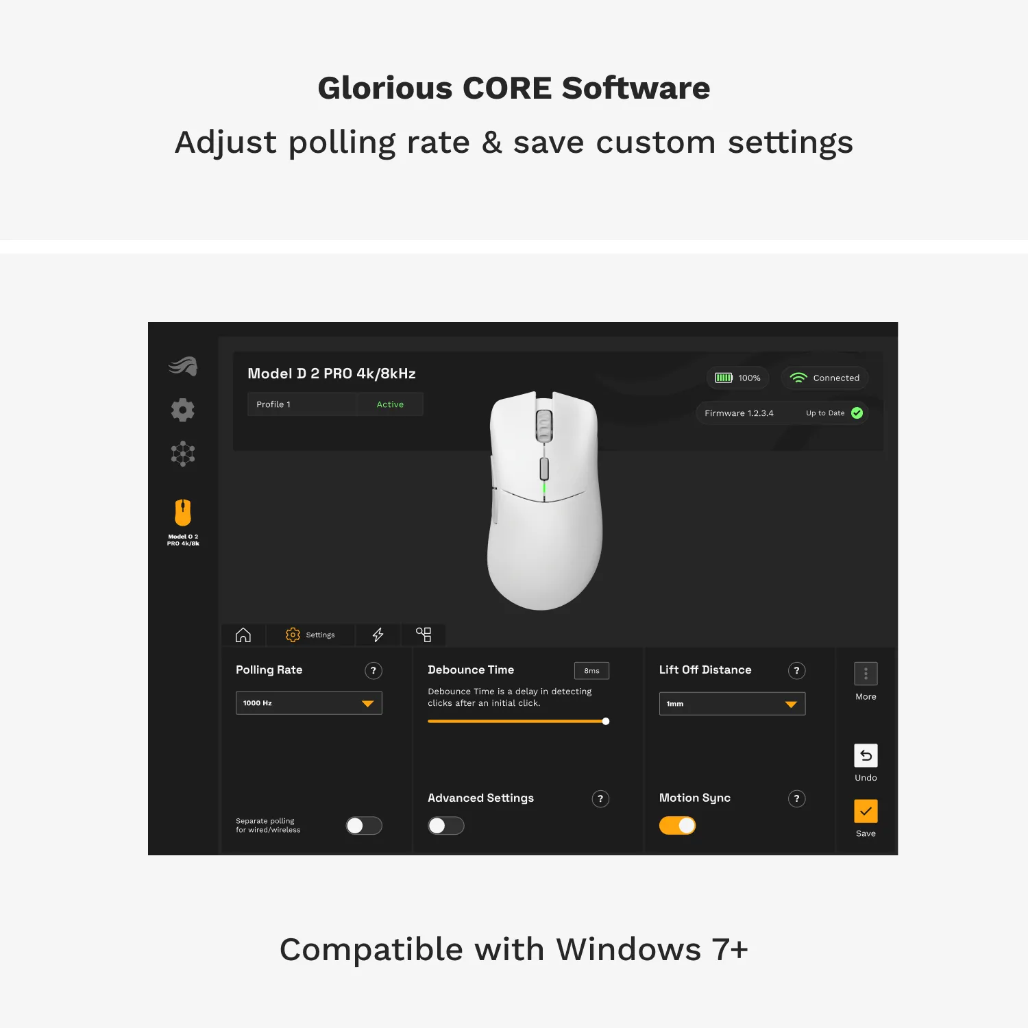 Glorious Model O 2 Pro 4K/8K Hz - wireless gaming mouse, white