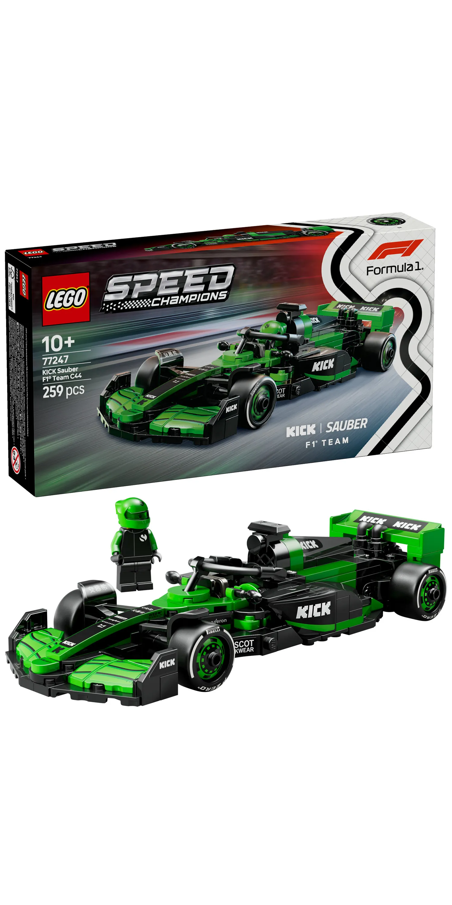 LEGO Speed Champions KICK Sauber F1 Team C44 Racerbil 77247