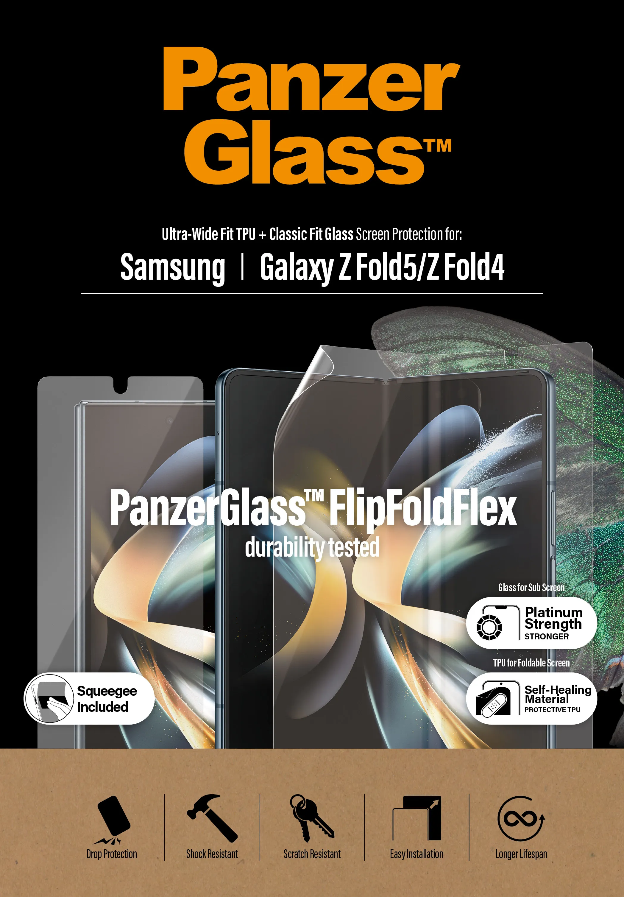 PanzerGlass Ultra Wide + Classic Fit, Galaxy Z Fold4 - Protective Film + Glass