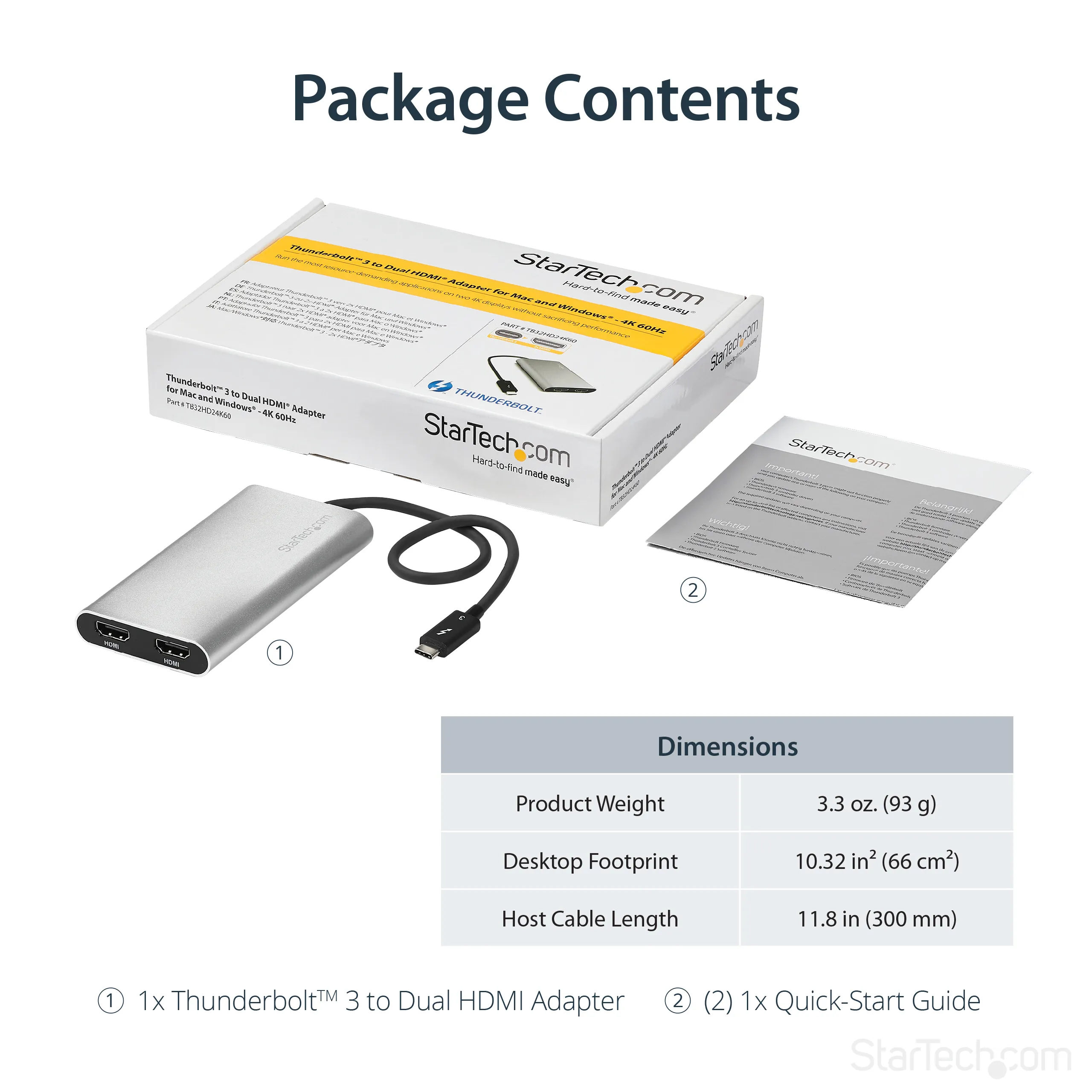 StarTech Thunderbolt 3 - Dual HDMI, 4K -adapteri