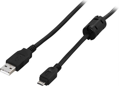 DELTACO USB 2.0 kaapeli A uros - Micro A uros, 2m, musta