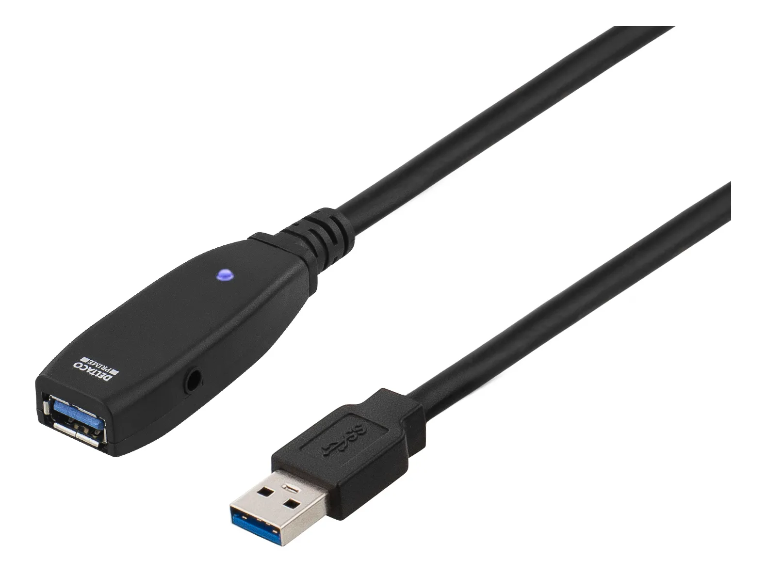 Deltaco Active USB-A 3.0 -jatkokaapeli, 2 m, Musta