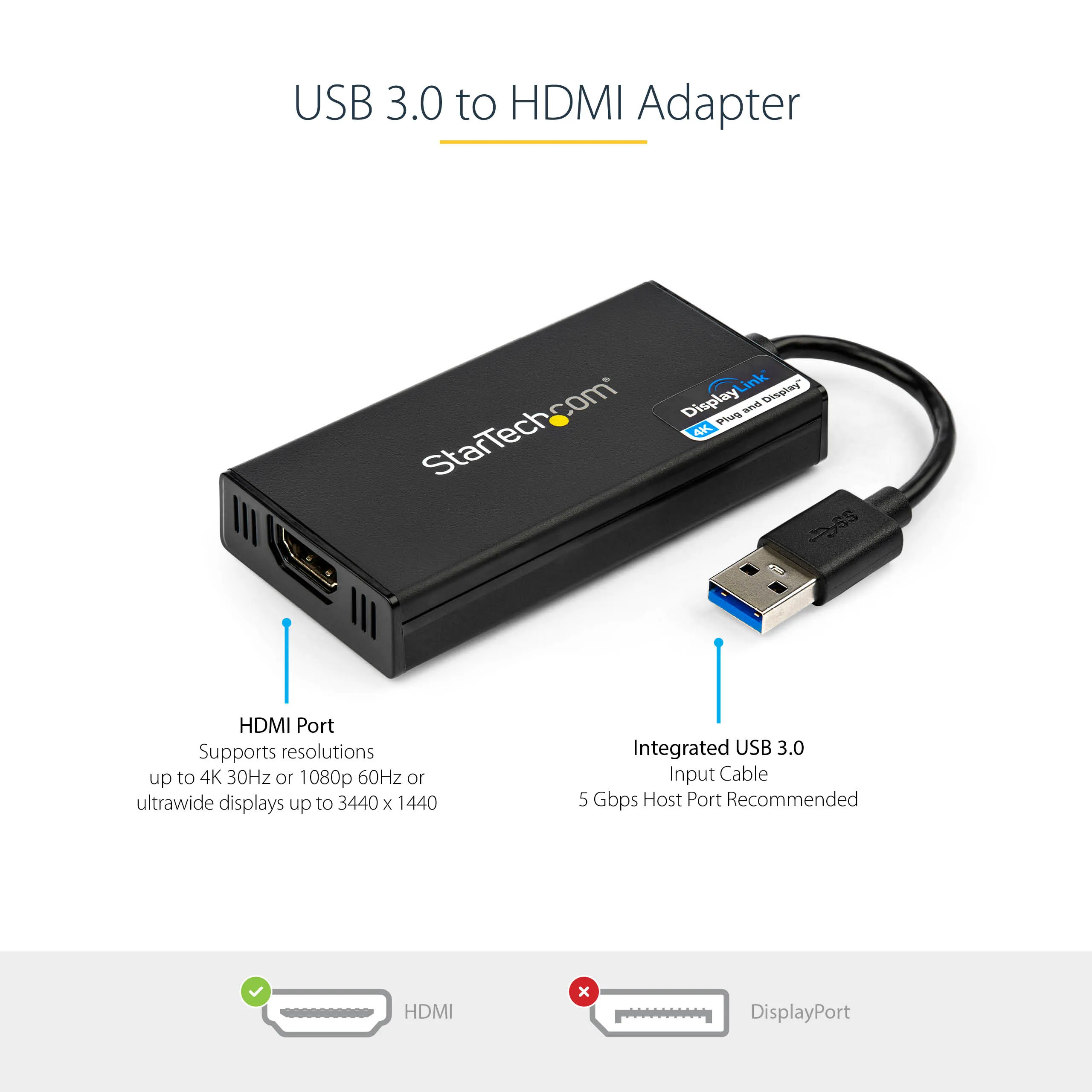StarTech USB32HD4K - USB-HDMI-n&auml;ytt&ouml;sovitin, musta