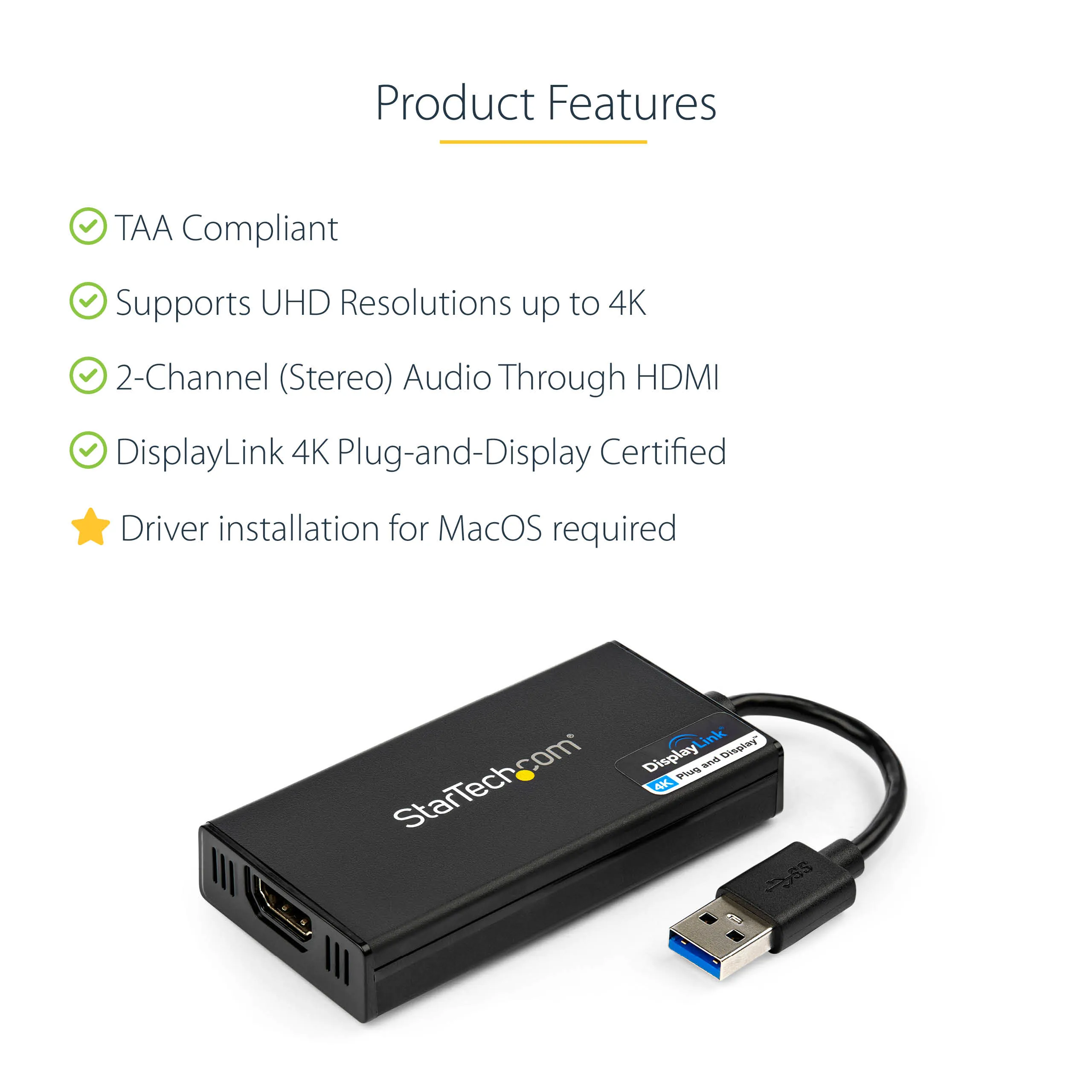 StarTech USB32HD4K - USB-HDMI-n&auml;ytt&ouml;sovitin, musta